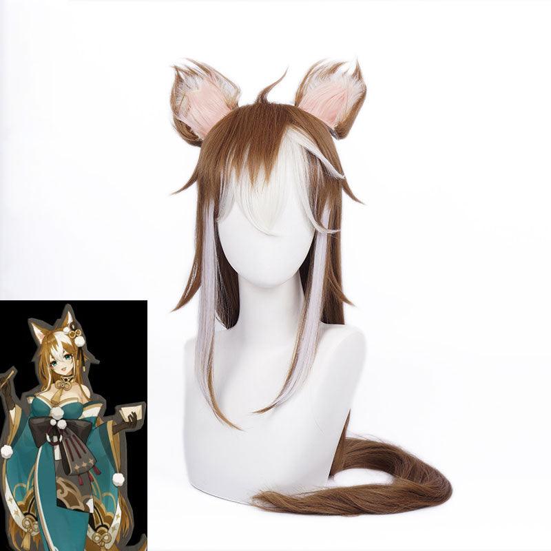 game genshin impact miss hina inugami cosplay wigs with ears