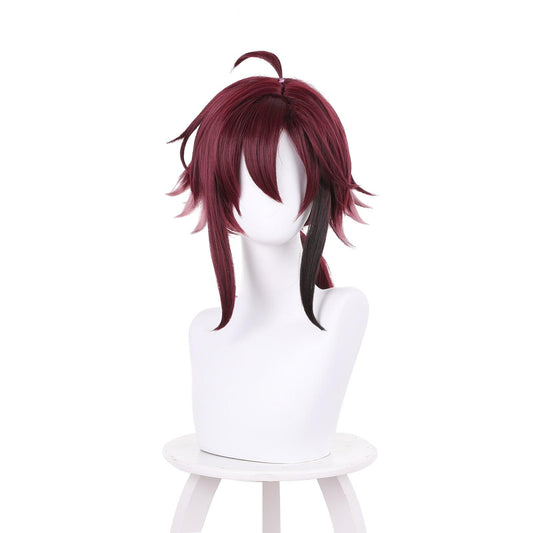 anime genshin impact shikanoin heizou red medium cosplay wig 539b