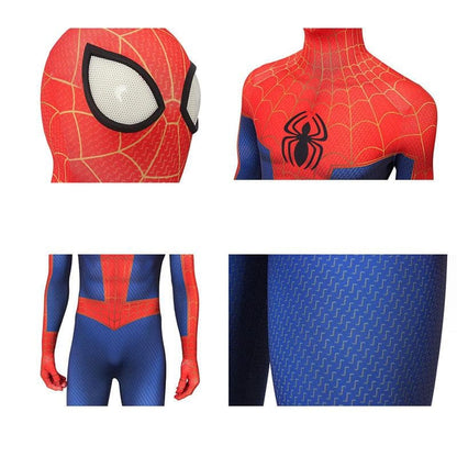 movie spider man into the spider verse spider man peter parker spiderman jumpsuit cosplay costume with free headgear