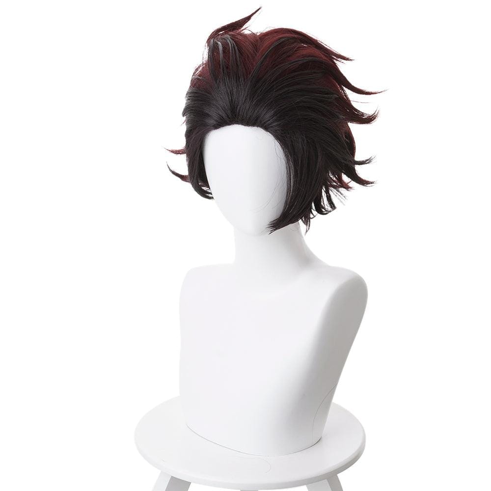 demon slayer kamado tanjiro brown gradient reddish brown short cosplay wig 487a