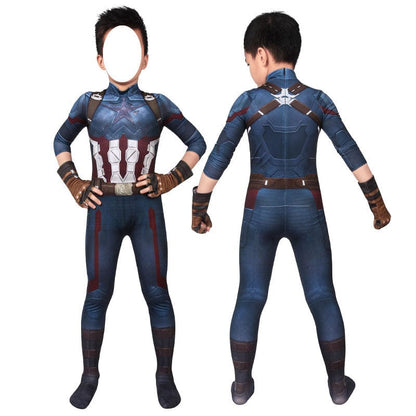 avengers 3 infinity war captain america steve rogers kids jumpsuit cosplay costumes