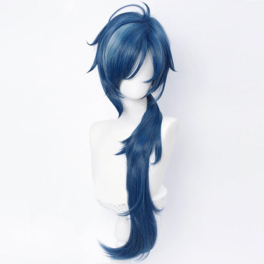 anime genshin impact kaeya alberich blue long cosplay wig mm56