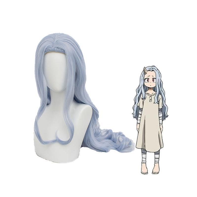 anime my hero academia eri long curly light blue cosplay wigs