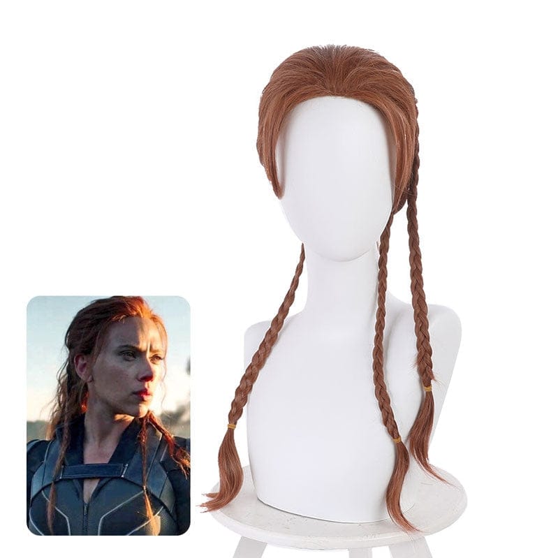 moive black widow natasha romanoff brown ponytail braid cosplay wigs