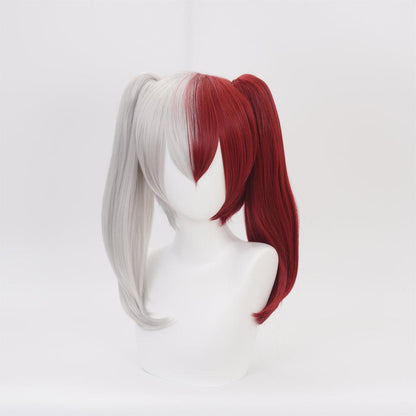 anime my hero academia todoroki shoto white and red cosplay wig qx15