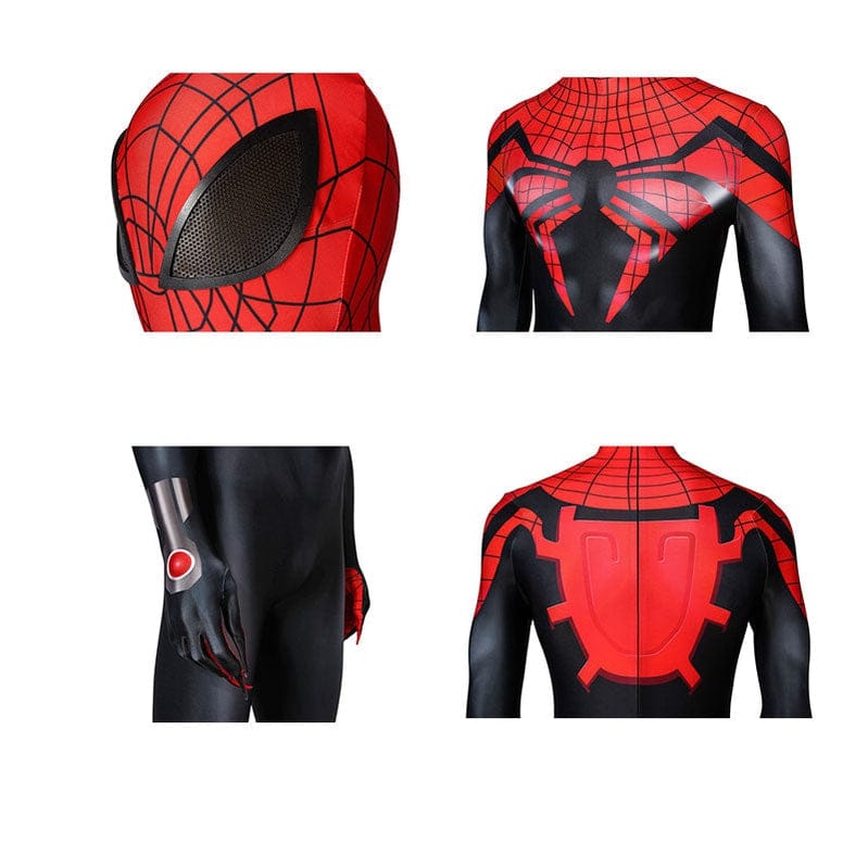 superior spider man peter parker spiderman elastic force cosplay costume jumpsuit with headgear