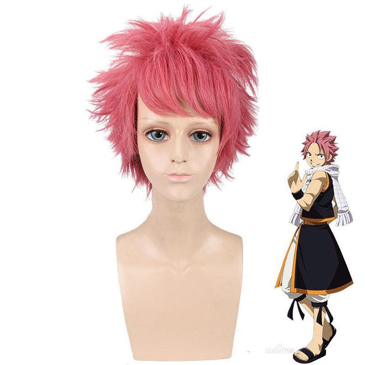 anime fairy tail etherious natsu dragneel pink short cosplay wigs