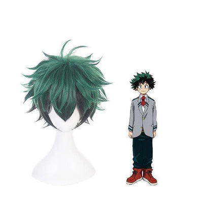 anime my hero academia izuku midoriya cosplay wigs short green fade black wig