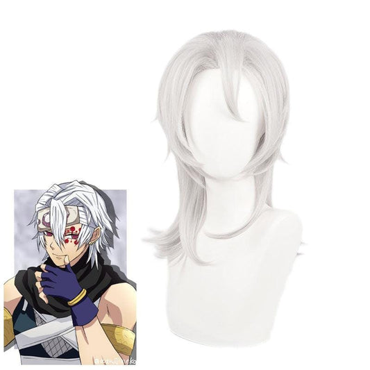 Anime Demon Slayer Kimetsu no Yaiba Uzui Tengen Silver Gray Cosplay Wigs