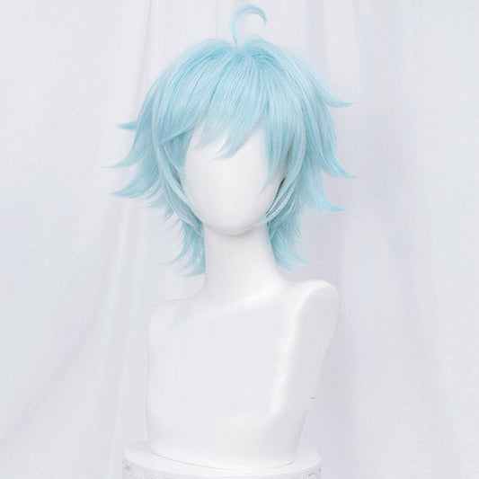 anime genshin impact chongyun blue short cosplay wig mm59