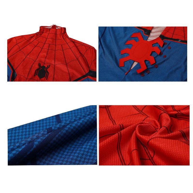 movie spider man homecoming peter parker spiderman jumpsuit cosplay costume with free bracers