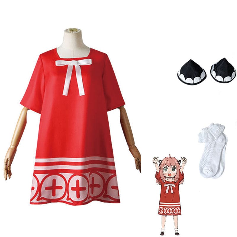 anime spy family anya forger red dress cosplay costume