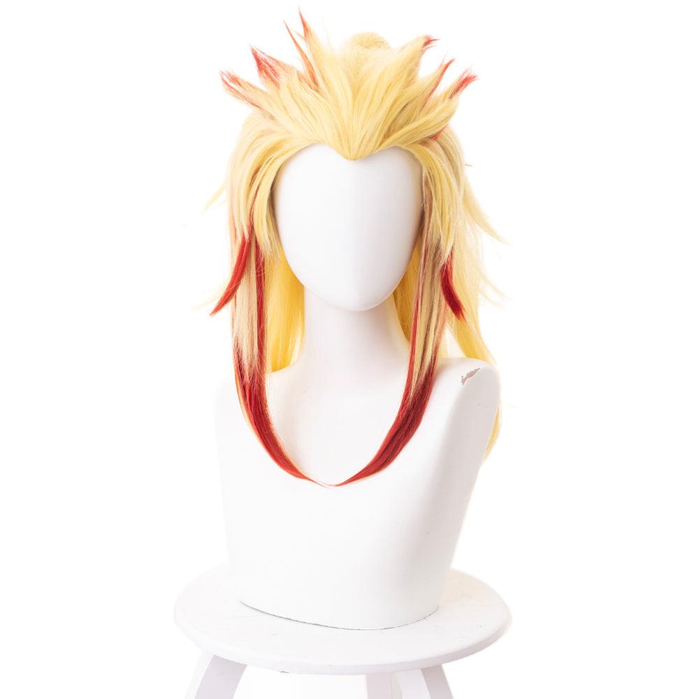 demon slayer rengoku kyoujurou yellow and red medium cosplay wig 487i