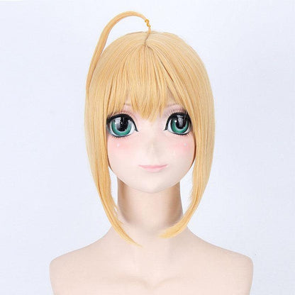 anime fgo fate stay night arturia pendragon saber blonde grey styled updo 3 colors cosplay wigs