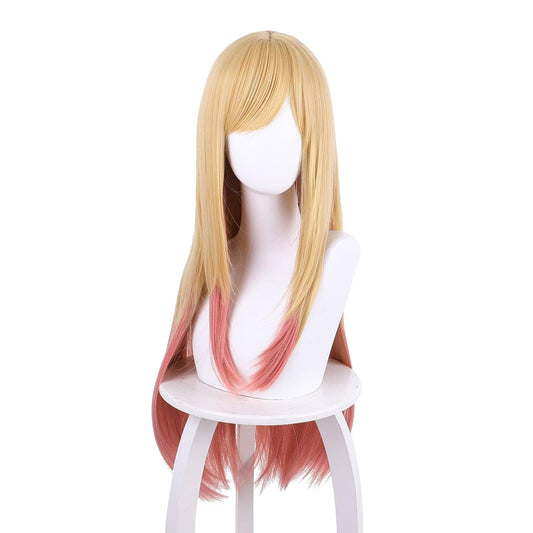 anime my dress up darling kitagawa marin yellow and pink long cosplay wig 518c