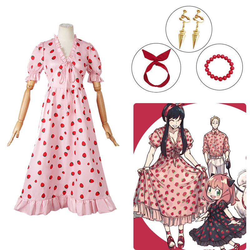 Anime SPYxFAMILY Yor Forger Strawberry Dress Cosplay Costumes