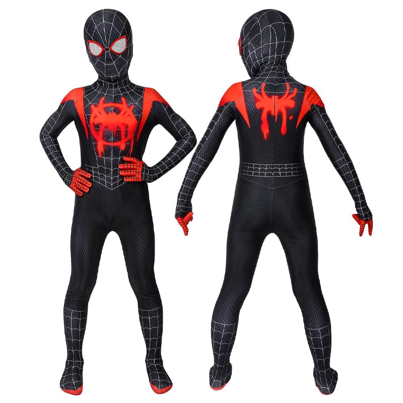spider man into the spider verse miles morales kids jumpsuit cosplay costumes