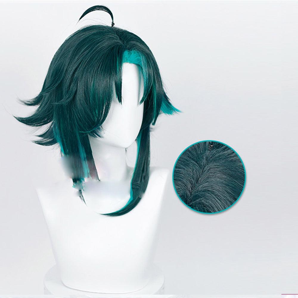 anime genshin impact xiao green meduim cosplay wig mm16