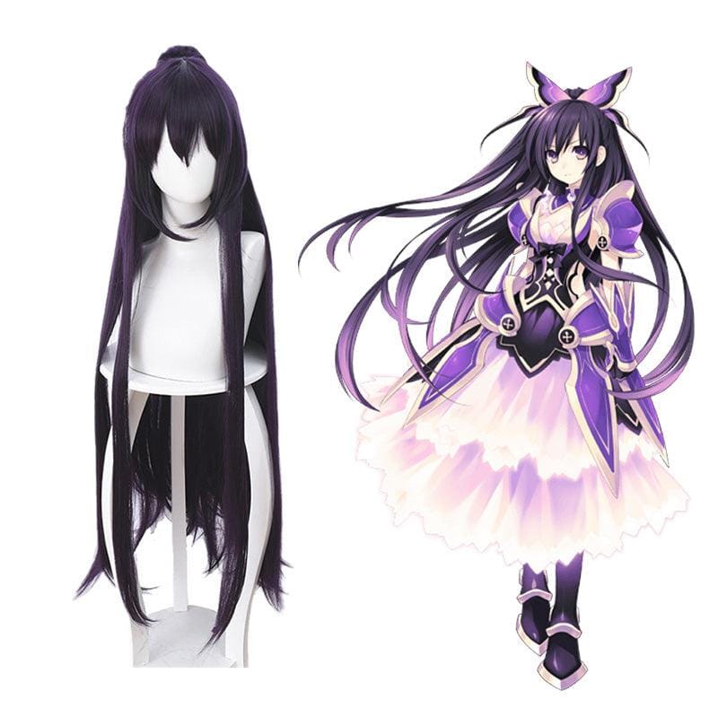 anime date a live tohka yatogami long straight purple cosplay wigs