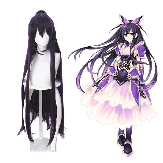 anime date a live tohka yatogami long straight purple cosplay wigs