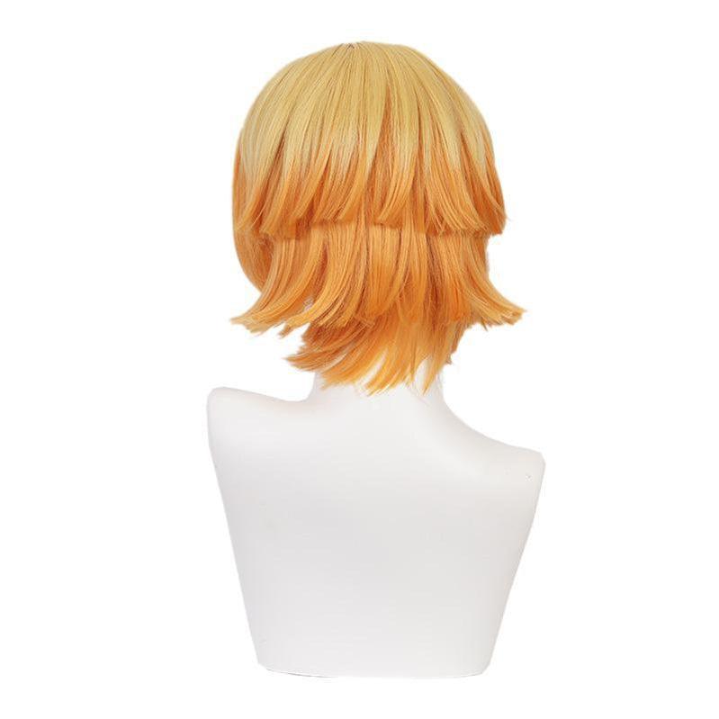 anime demon slayer kimetsu no yaiba zenitsu agatsuma female cosplay wig blonde long ponytail cosplay wigs