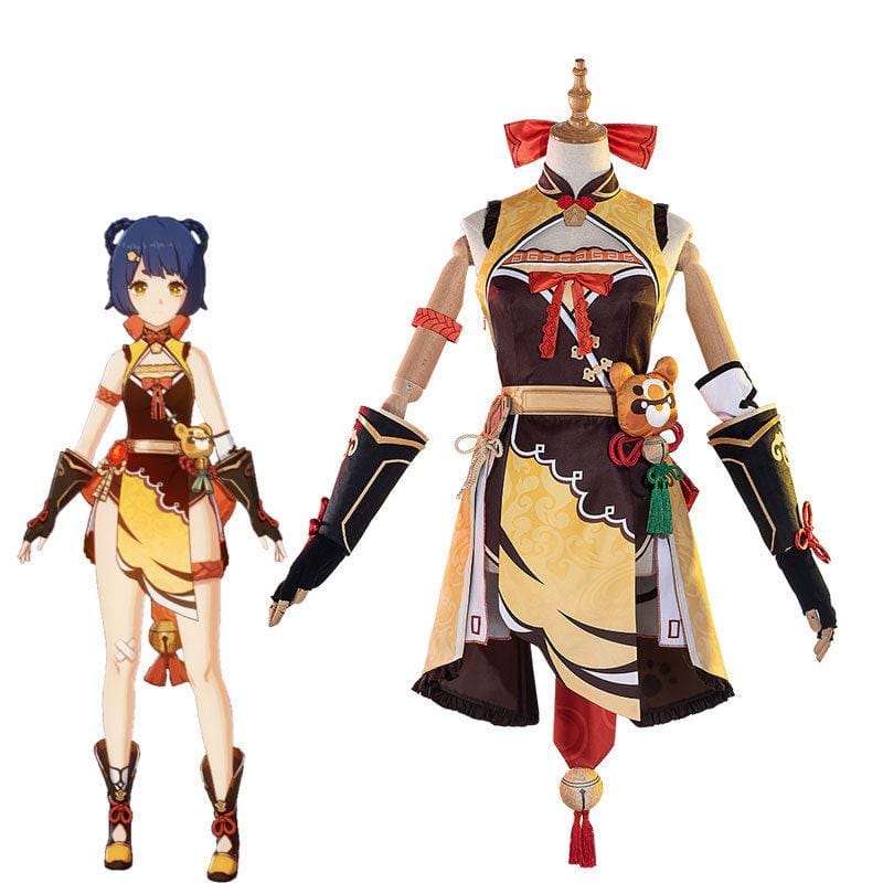 game genshin impact xiangling fullset cosplay costumes