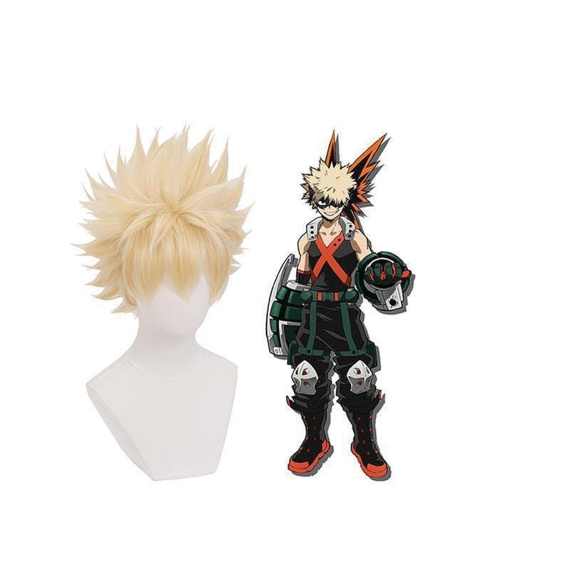 anime my hero academia katsuki bakugo cosplay wigs short blonde wig