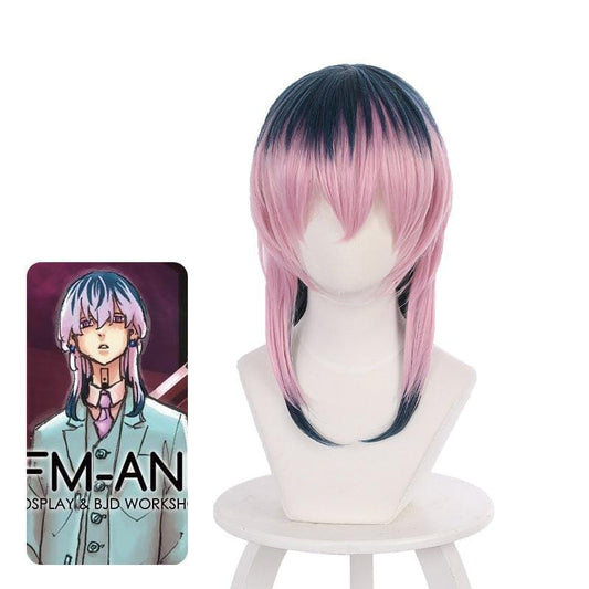 anime tokyo revengers rindo haitani dark blue gradient pink cosplay wigs