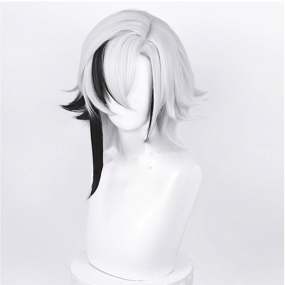 anime genshin impact fatui arlecchino white and black meduim cosplay wig 539l