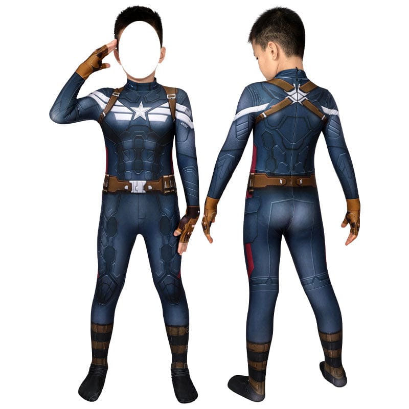 captain america the winter soldier steve rogers kids jumpsuit cosplay costumes