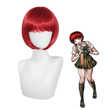 anime danganronpa 2 goodbye despair mahiru koizumi short red cosplay wigs