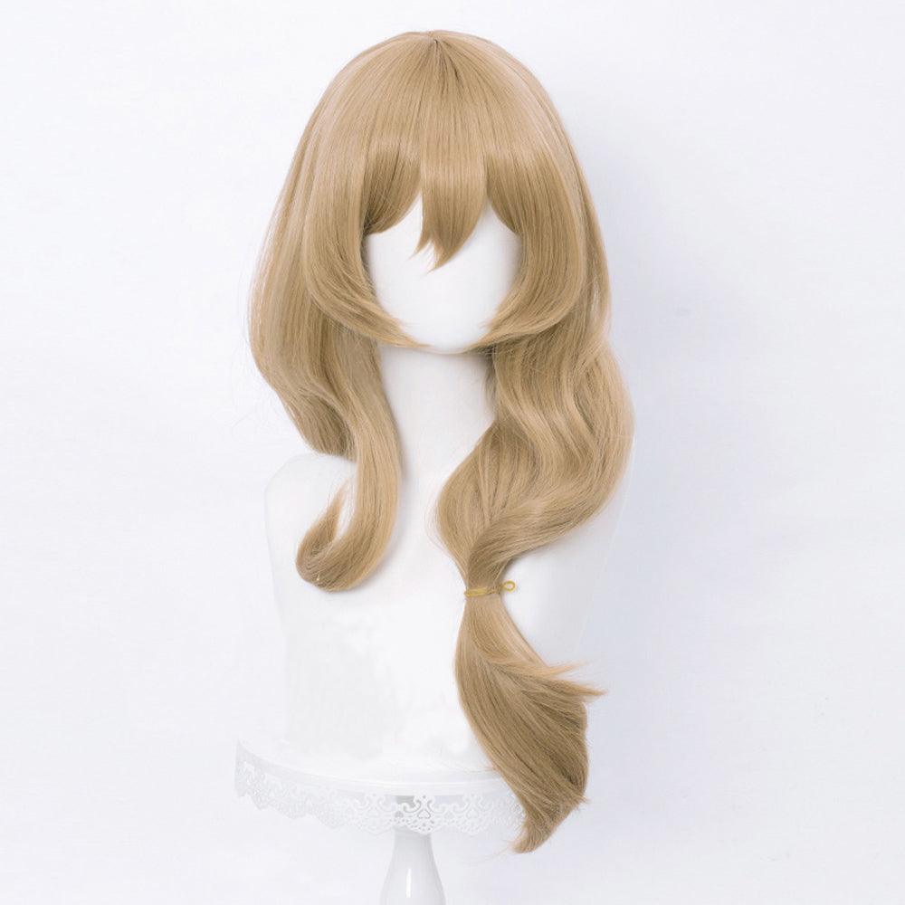 anime genshin impact lisa minci brown long cosplay wig mm57