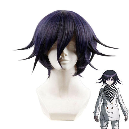 anime danganronpa v3 oma kokichi black mixed purple short wigs