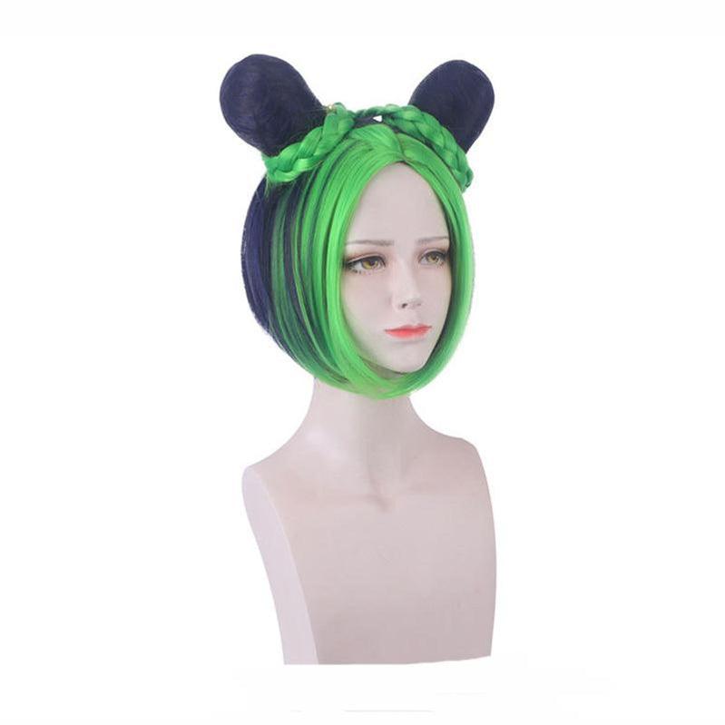 anime jojos bizarre adventure stone ocean jolyne cujoh mixed dark green cosplay wigs