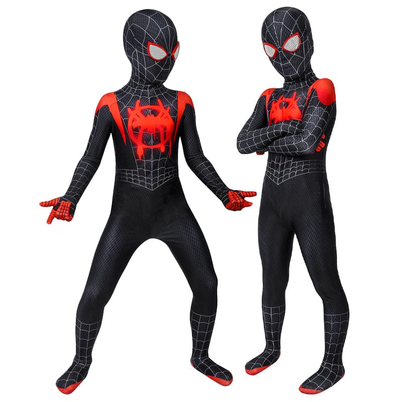 spider man into the spider verse miles morales kids jumpsuit cosplay costumes