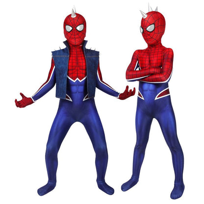 spider man ps4 spider punk suit kids jumpsuit cosplay costumes