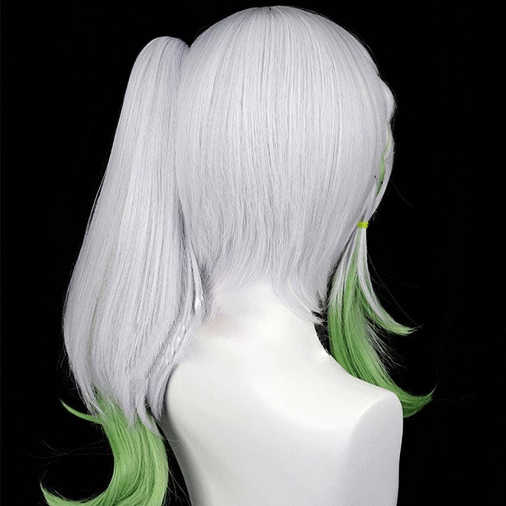 anime genshin impact kusanli nahida silver and green meduim cosplay wig 539e