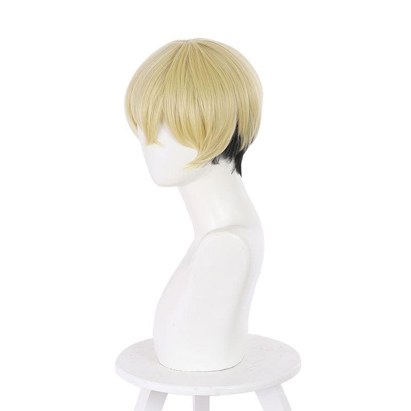 anime tokyo revengers chifuyu matsuno light gold gradient black short cosplay wigs