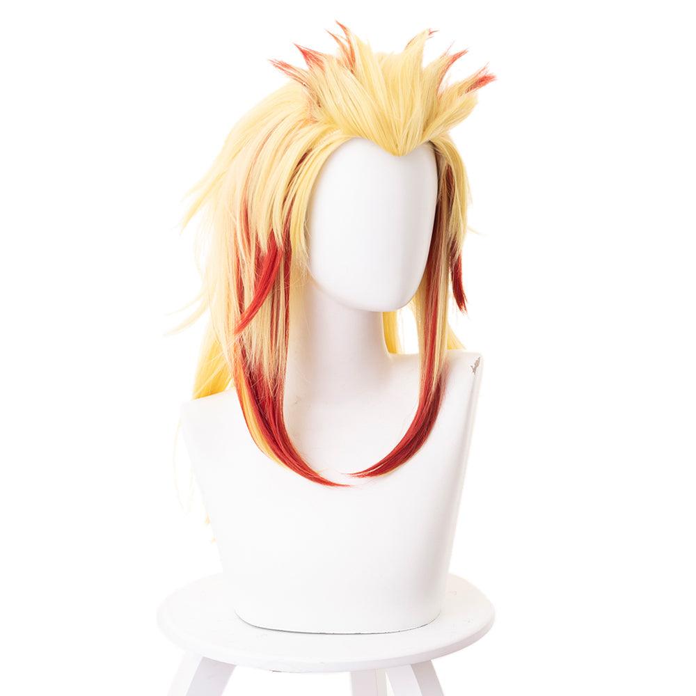 demon slayer rengoku kyoujurou yellow and red medium cosplay wig 487i