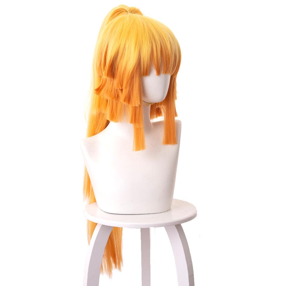 demon slayer agatsuma zenitsu yellow gradient orange short cosplay wig 487c