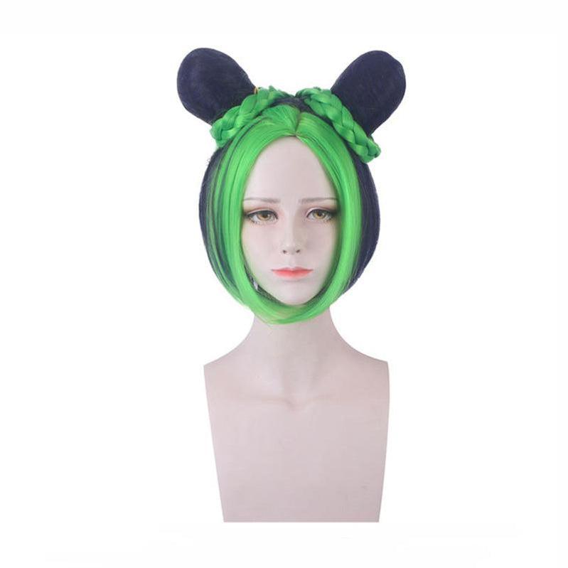 anime jojos bizarre adventure stone ocean jolyne cujoh mixed dark green cosplay wigs