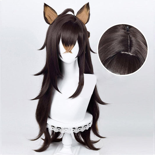 anime genshin impact dehya brown long curly cosplay wig mm01