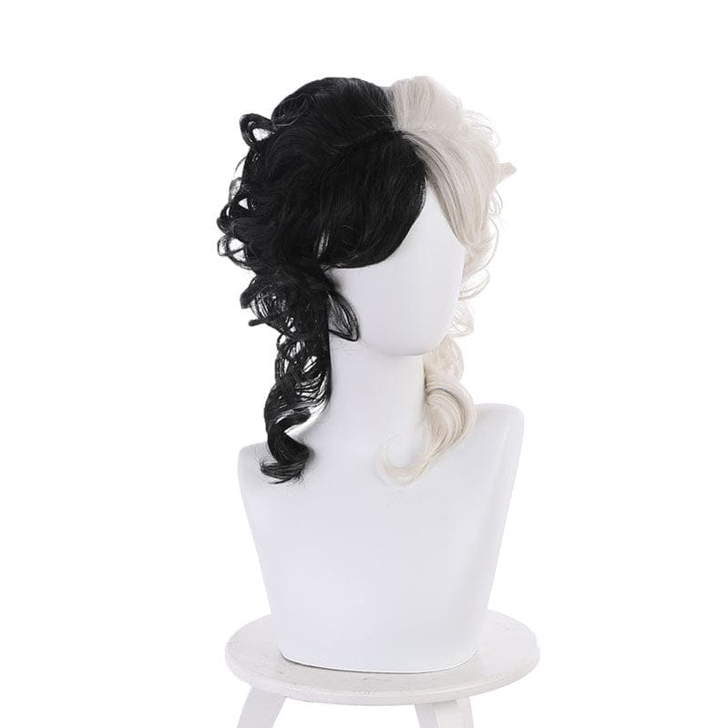 movie cruella cruella de vil black white center bangs curly cosplay wigs