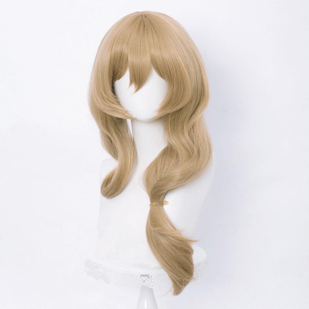 anime genshin impact lisa minci brown long cosplay wig mm57