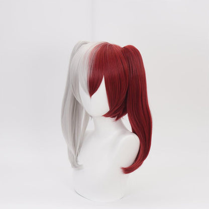 anime my hero academia todoroki shoto white and red cosplay wig qx15