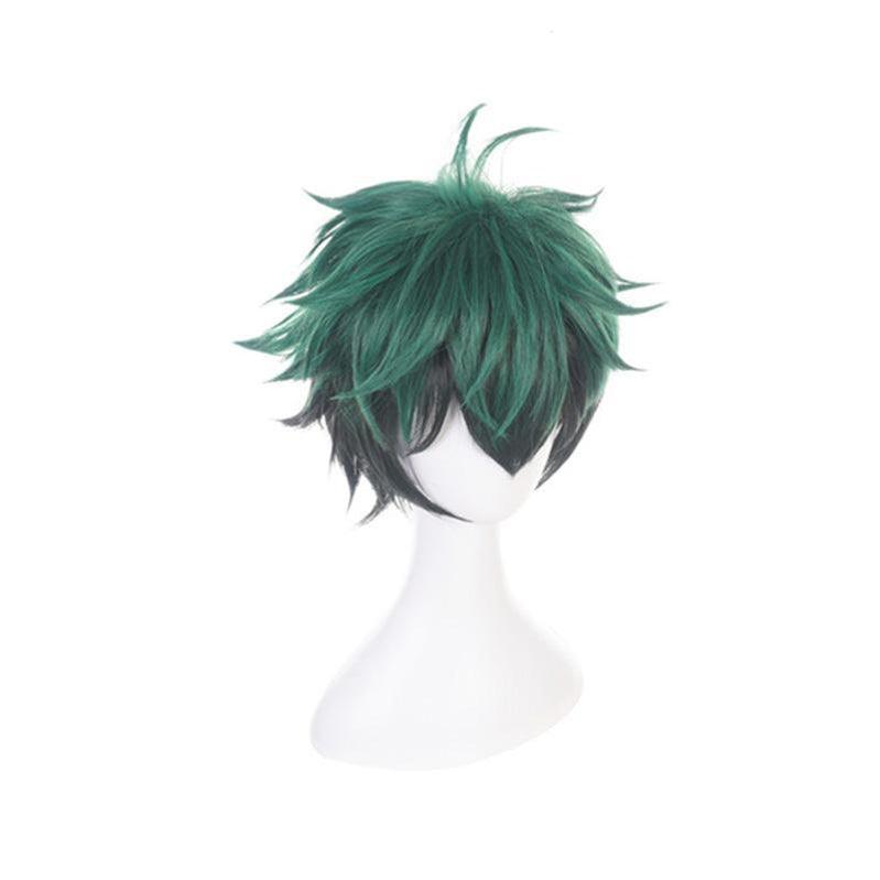 anime my hero academia izuku midoriya cosplay wigs short green fade black wig