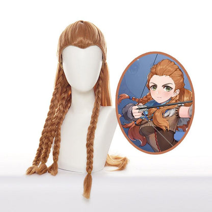 game genshin impact aloy brown halloween cosplay wigs