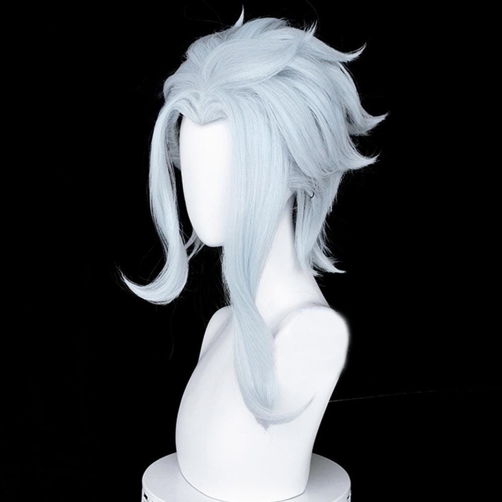 anime genshin impact fatui il dottore silver medium cosplay wig mm55