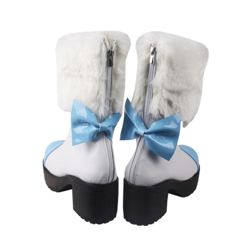 v hatsune miku snow miku anime blue and white cosplay boots shoes