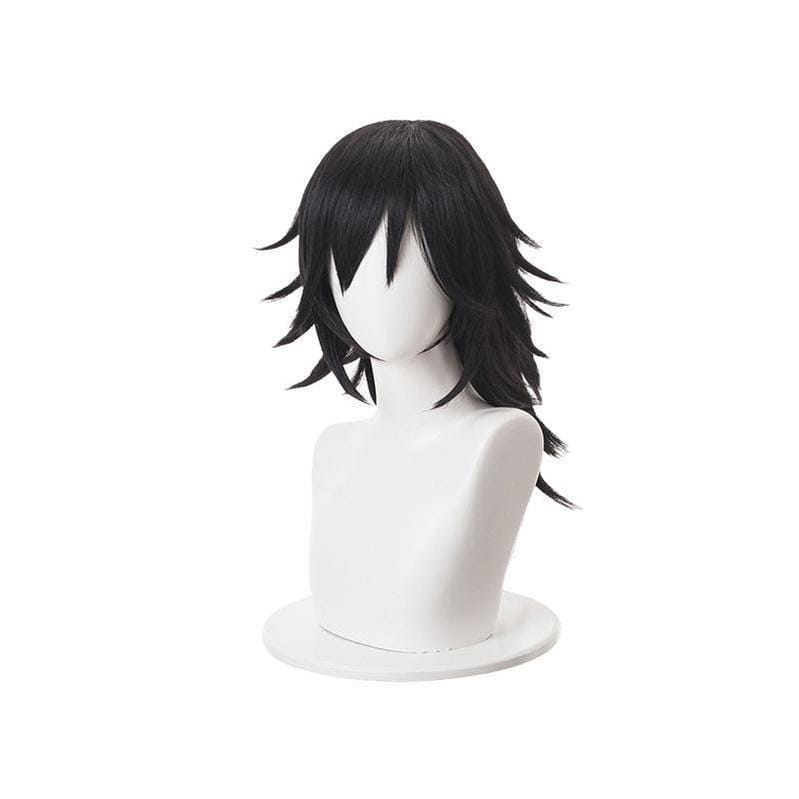 anime demon slayer kimetsu no yaiba tomioka giyuu long straight black cosplay wigs